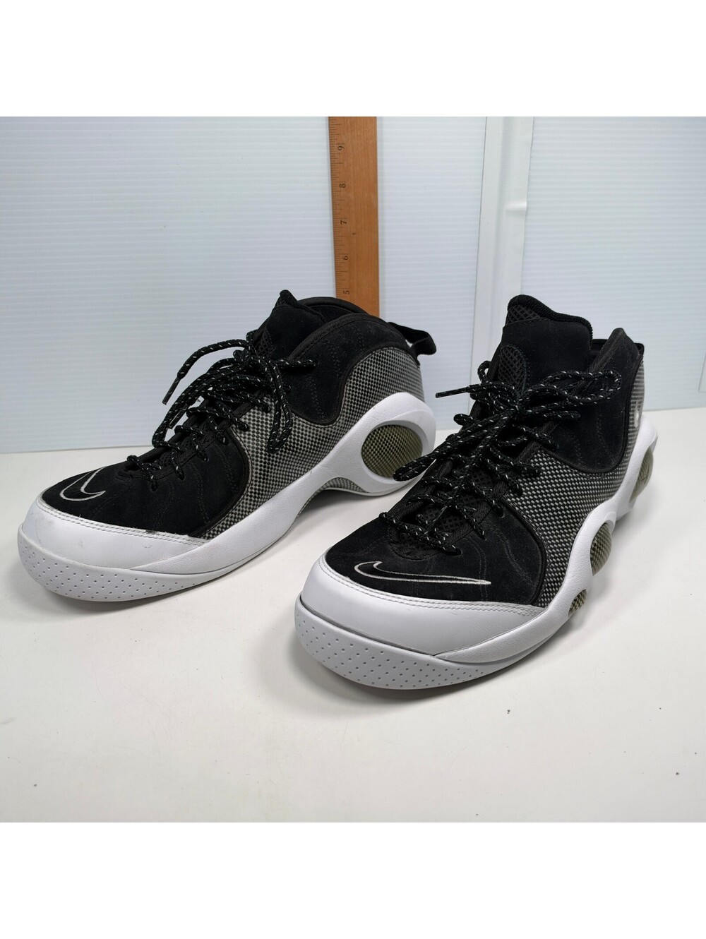Nike Air Flightposite Black White Carbon Fiber Basketball Shoes Mens 11